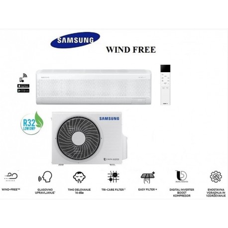 Klimatska naprava SAMSUNG AR09TXCACWKNEEAR09TXCACWKXEE NORDIC WINDFREE Premium  + montaža na ključ z nosilnimi konzolami!
