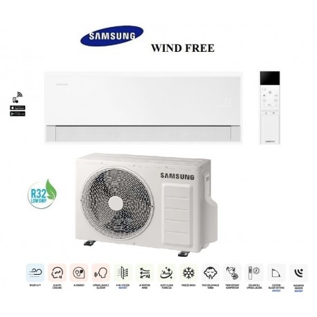 Klimatska naprava SAMSUNG AR70H09C1AWNEU/AR70H09C1AWXEU WIND-FREE PREMIERE + montaža na ključ z nosilnimi konzolami!